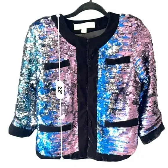 Boston Proper Vintage Sequin Mermaid Jacket sz S - Picture 6 of 9